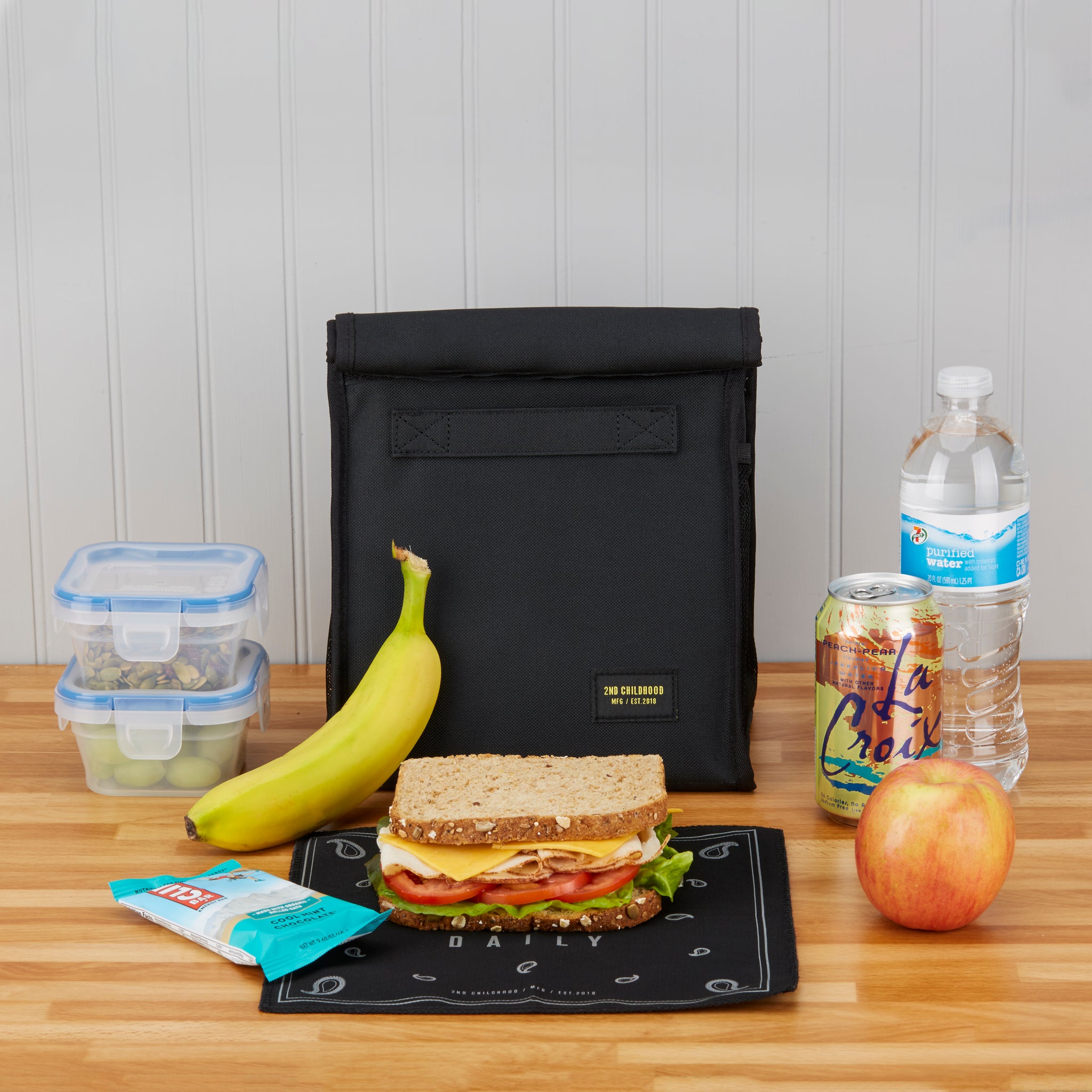 Olive Kids Rip-Stop Black Lunch Box in Black