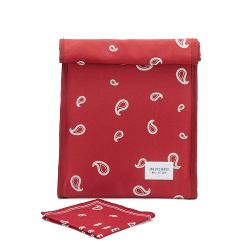 Reusable Insulated LunchSack - Red Paisley